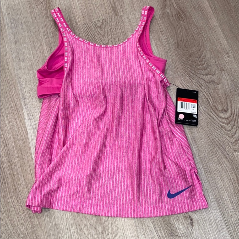 NWT Nike Girls Pink Striped Training Tank/Bra